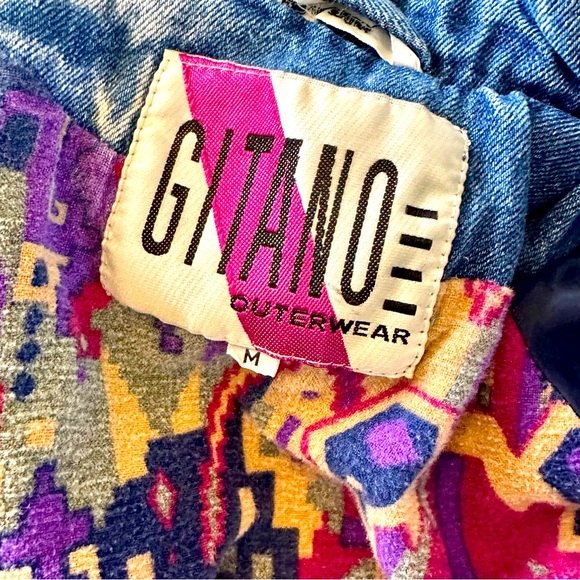 Vintage 80s/90s Gitano Acid Wash Denim Jacket – Southwestern Lining (Size M) - Picture 5 of 6